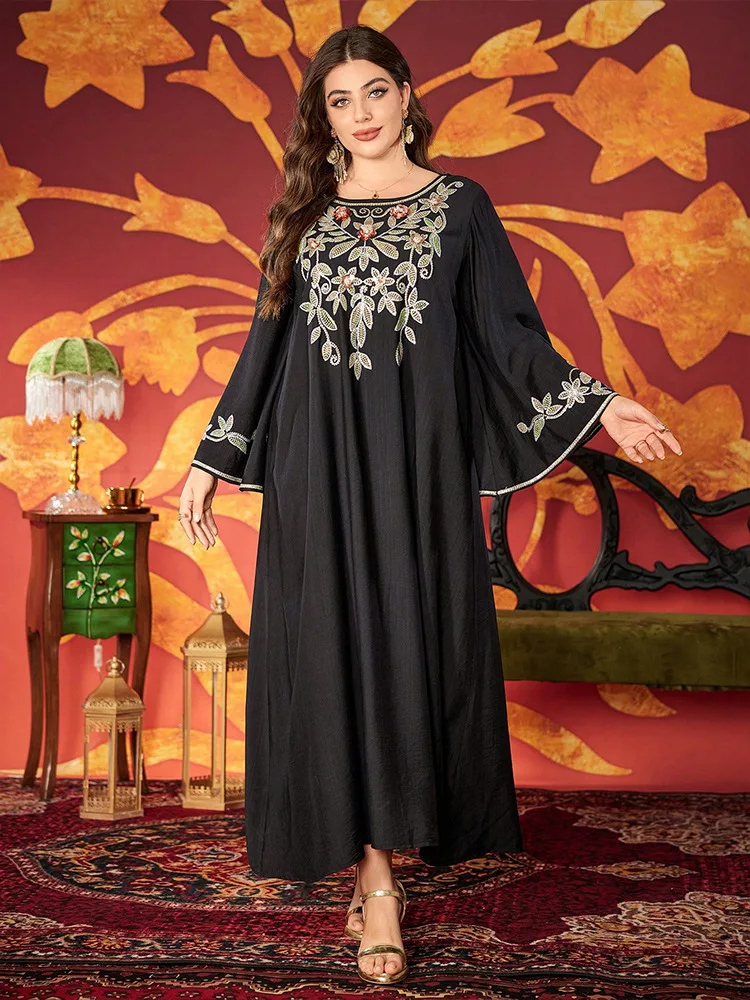 

Luxury Diamonds Embroidery Abaya for Women Muslim Dress Dubai Kaftan Eid Islam Jalabiya Caftan Marocain Femme Robe Vestidos Gown