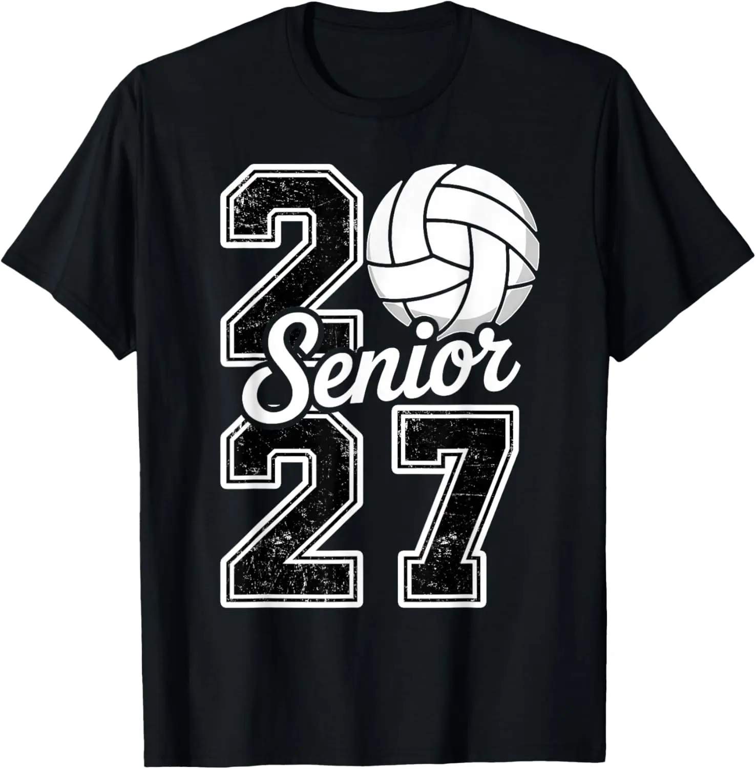 Class Volleyball Senior Last Day Of School 2027 T-Shirt Summer short-sleeved breathable sweat-wicking versatile fashion T-shirt for back-to-school season, unisex, Y2K Fashionable Cartoon Anime