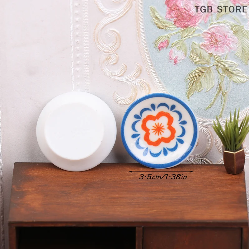 5 個 1:12 シミュレーション白青磁器プレートキッチン装飾ドールハウスアクセサリーごっこ遊びおもちゃ