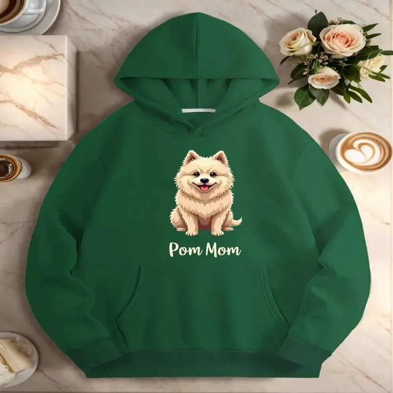 

Зима-Осень Женский свитшот оверсайз Женская одежда больших размеров Pom Mom Fluffy Dog Art Графический текст с длинным рукавом Удобный Y2k