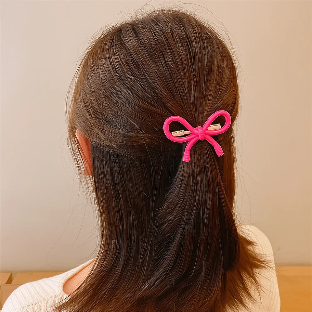 

2Pcs Simple Bow Hair Clip Elegant Sweet Hair Side Clips Colorful Polka Dot Duckbill Clip Hair Accessories