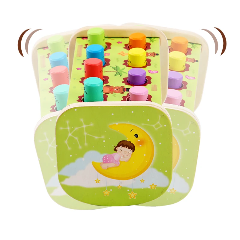 لعبة Whack-a-Mole الخشبية مع أوتاد ملونة ومطرقة خشبية - تتمتع للأطفال