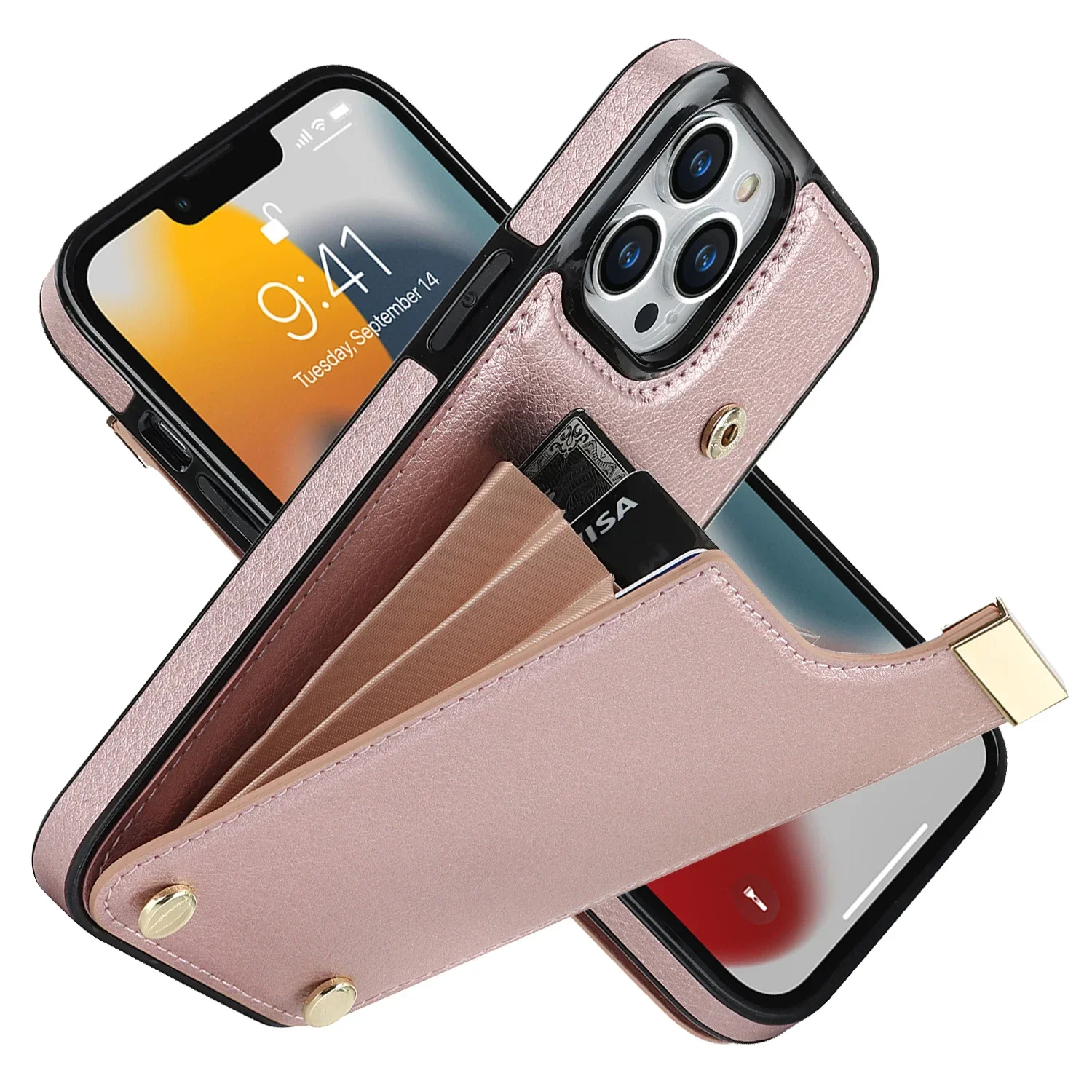 

Fashion Leather Wallet Phone Case For iPhone 15 14 Pro Max 13 12 11 XR XS 7 8 Plus Organ Card Holder Anti-drop Shockproof Cover