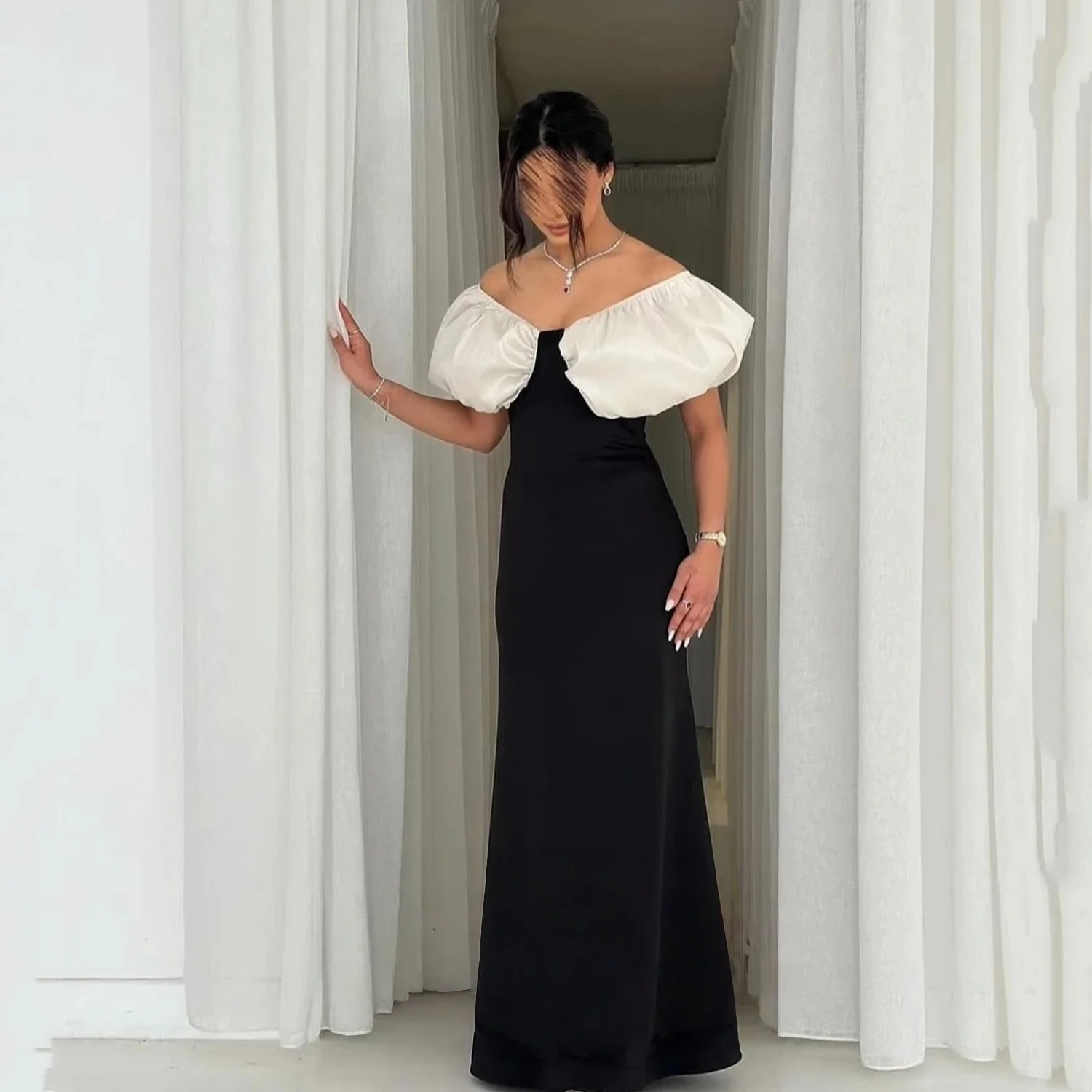 

Black Party Women Long Bespoke Occasion Gown Evening Dresses Pastrol Unisex Jersey Retro Dubai Saudi Arabic Prom Customized