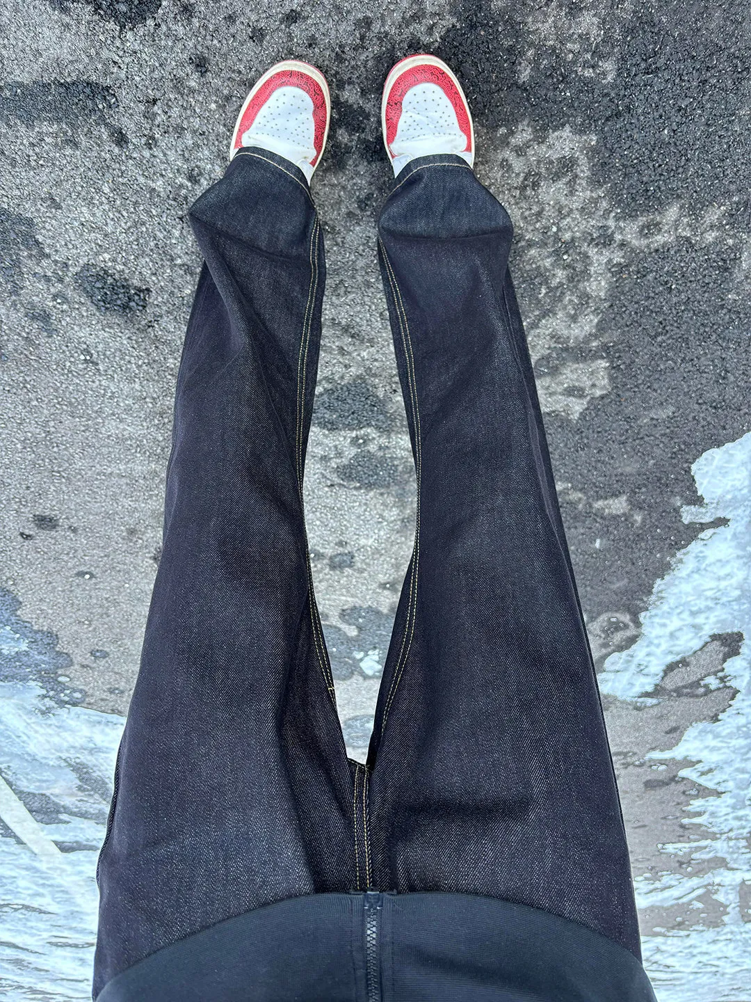 

Original Color Denim Blue Men's Winter Loose Straight Leg Jeans Cleanfit Flared Knife Pants mid Waist Zipper Casual Wear