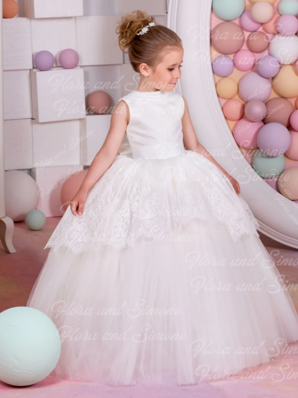 

Платья для святого причастия, белое платье с цветочным узором без рукавов для девочек на свадьбу, кружевное пышное платье с аппликацией из бисера по индивидуальному заказу