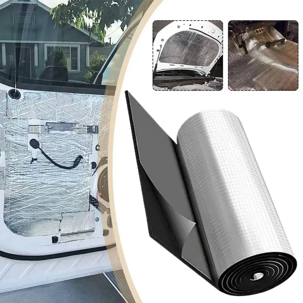 Car Aluminum Foil Noise-proof Pad Self-Adhesive Heat Insulation Mat Accessory Insulation Car Moisture-proof Roof Deadener S S5Y2