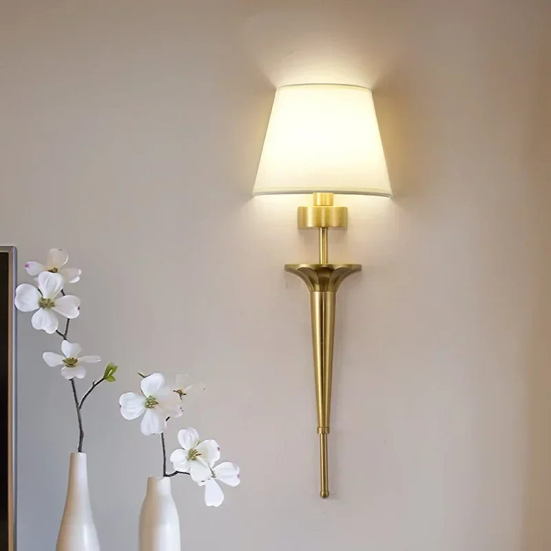 Picture 4: Copper lamp American wall lamp bedroom simple wall lamps classical lamp living room decor led lights home corridor bedside lamp