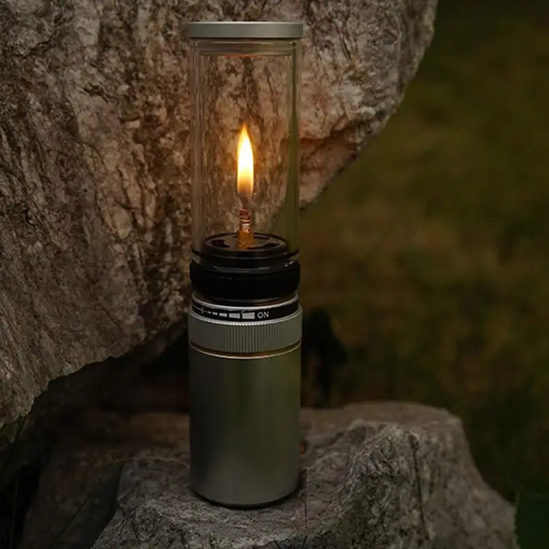 Portable Outdoor Gas Candlelight Camping Tent Gas Lamp Windproof Adjustable Gas Candlelight Lantern For Camping Accessories