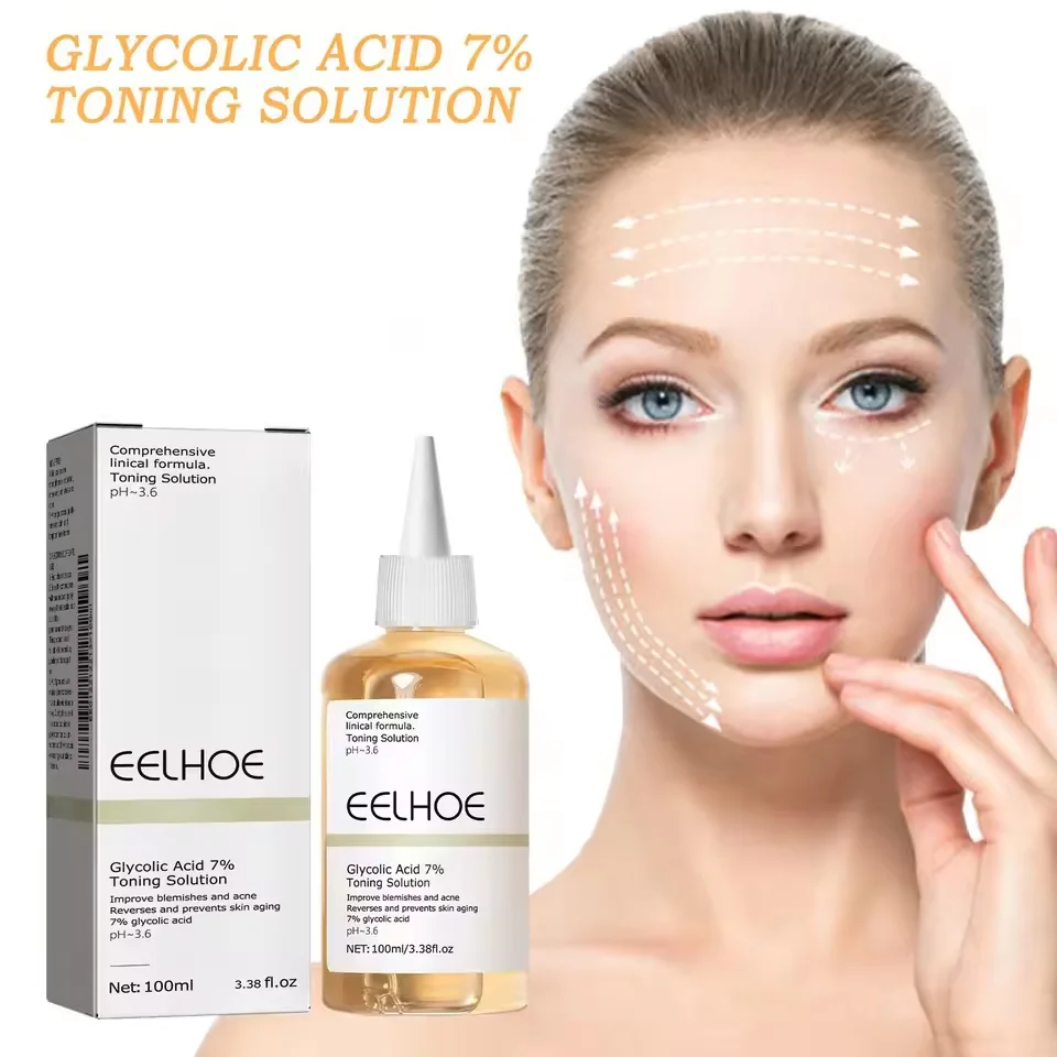 Glycolic Acid 7% Toning Solution Lifting Firming Wrinkles Dispelling Acne Lighten Pore Glow Facial Hydrating Acid Toner SkinCare