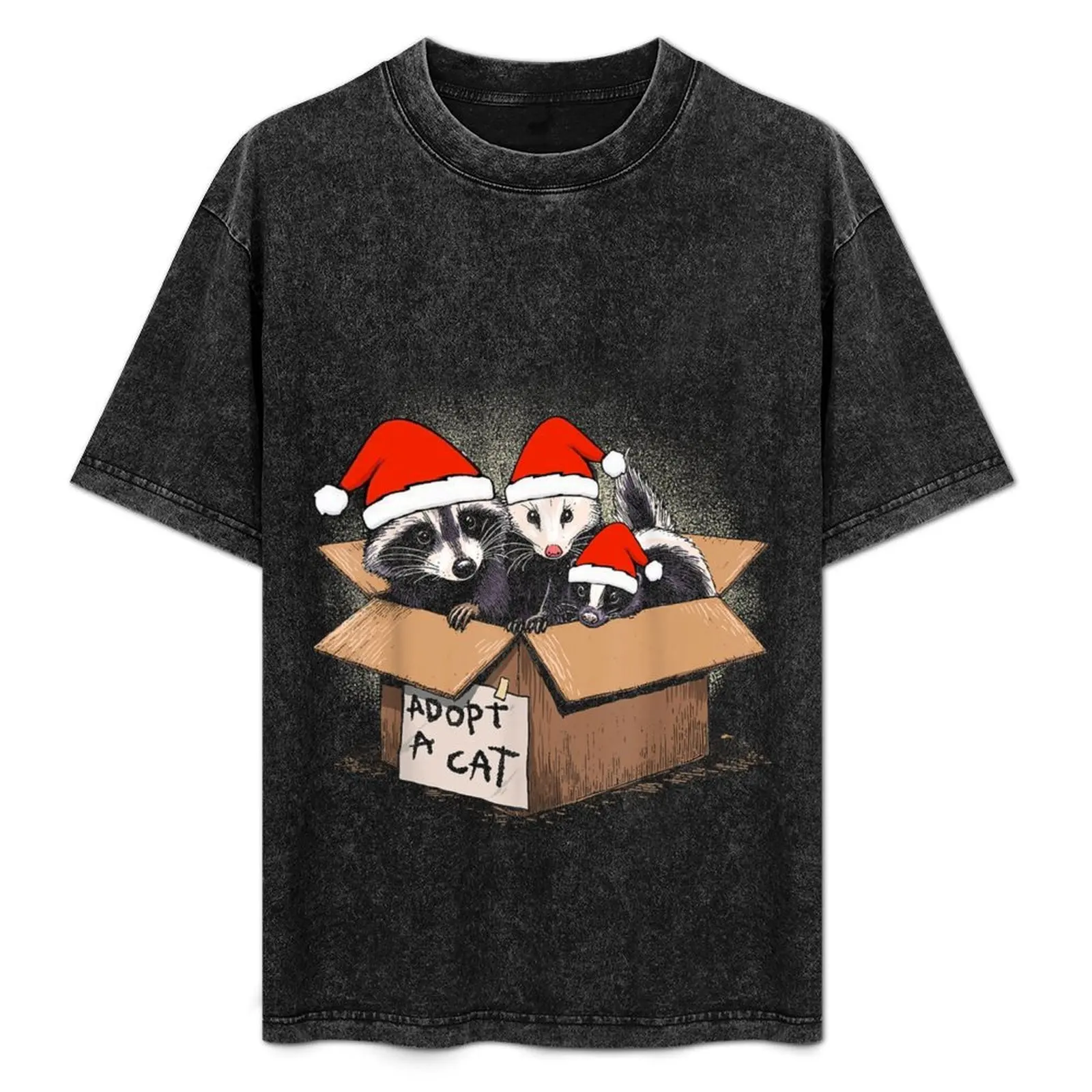 

Santa Funny Women Men Kid Christmas Art Box Raccoon Opossum Skunk Gift Vintage T-Shirt customs anime tshirt tops men clothing