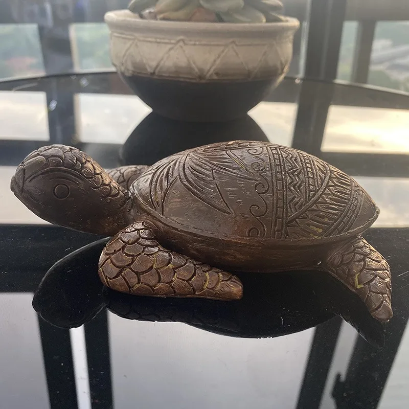 السلاحف البحرية على شكل الراتنج اليد منحوتة تمثال شاطئ البحر الاستوائية البحر السلاحف مكتب منزلي ديكور البستنة الحلي في الهواء الطلق #4