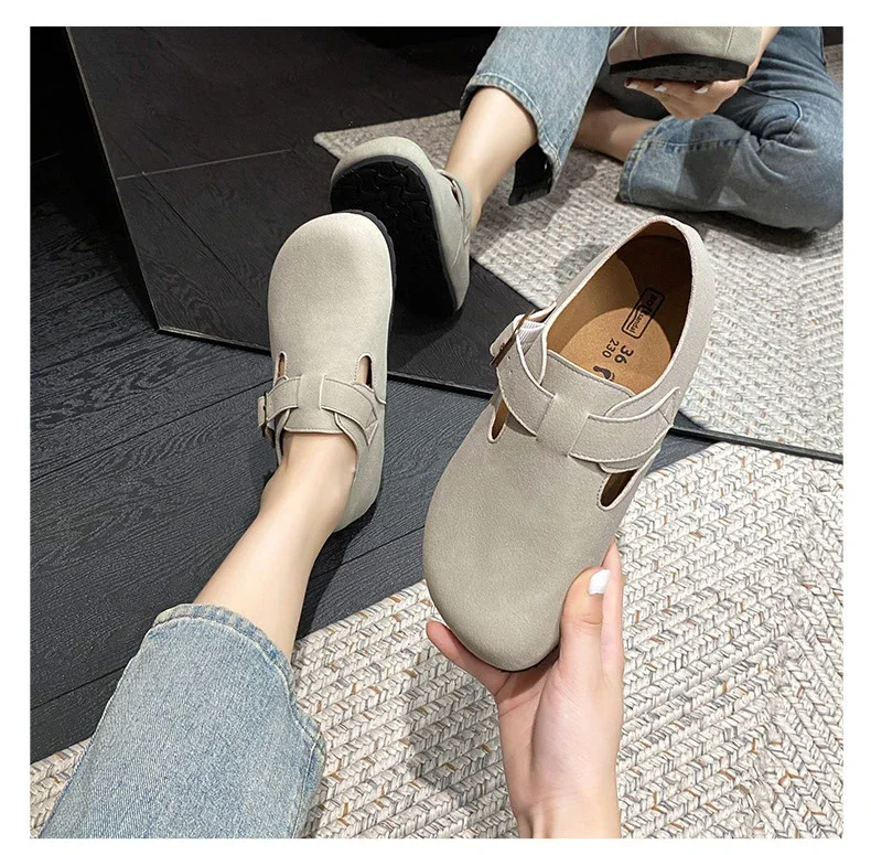 Nowe damskie płaskie buty z ptakami dziewczyna okrągłe Toe zamszowe skórzane buty w stylu casual moda Retro wsuwane mokasyny