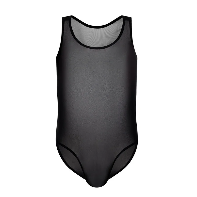 Sheer Mesh Bodysuit for Men See Through Lingerie Fetish Teddy Transparent Underwear Sexy Clubwear