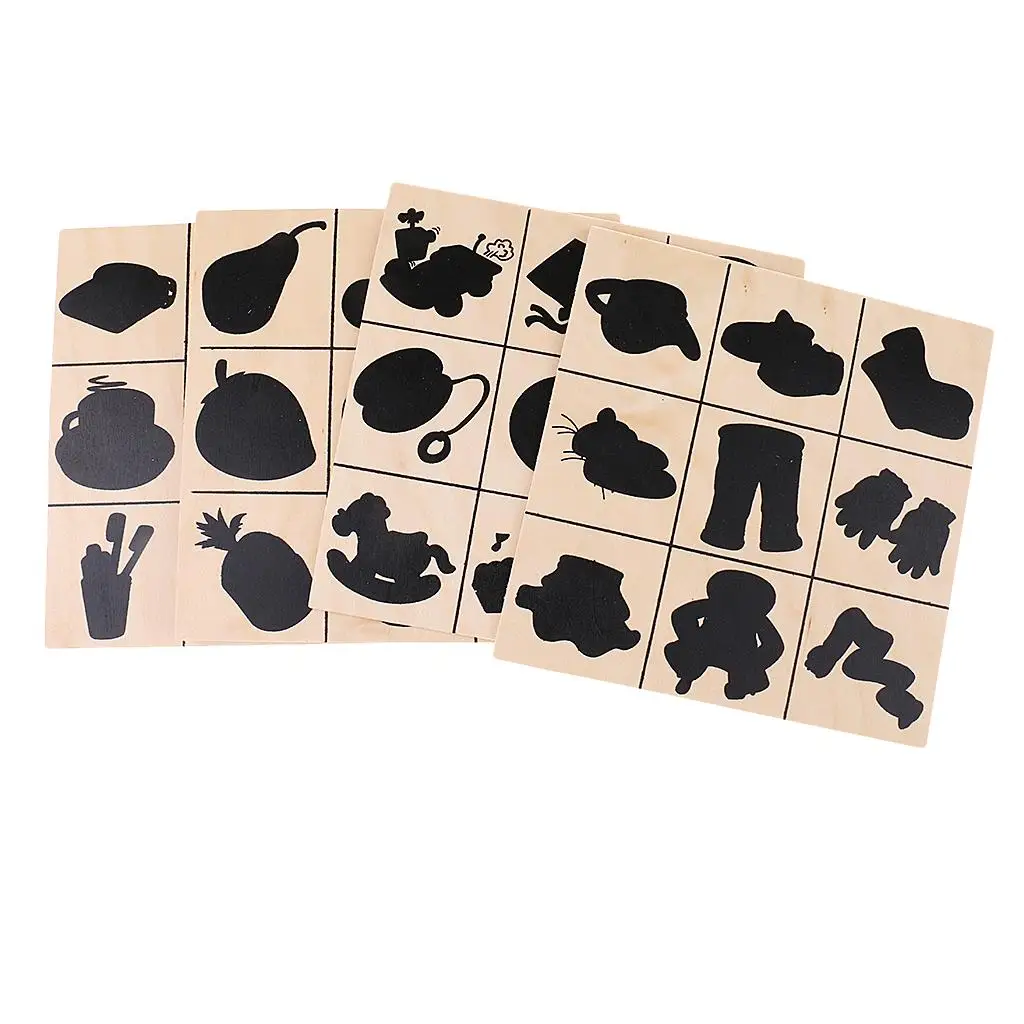 Montessori Early Learning Toys Wooden Shadow Pairing Cards Children’s Educational Toy Shape Training Set for Kids Puzzle Play