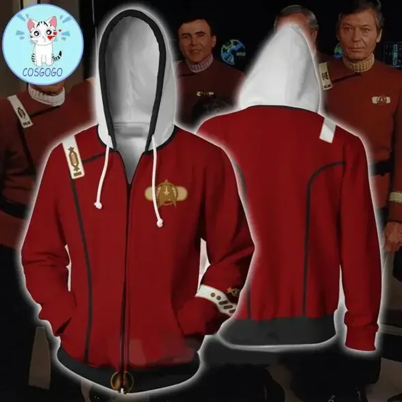 Star Voyager Command Cosplay Star Costume Hoodie Trek Hoodie Sweatshirt 3D Print Zipper Jacket Sweatshirts Coat Tracksuit 5XL