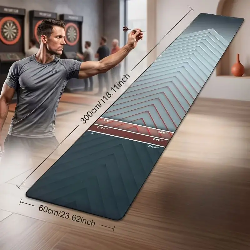 VIKAMA Geometric Dart Runner Mat Multi Standard Throw Line Non Slip Shock Absorbent Floor Mat Home Game Room Decor