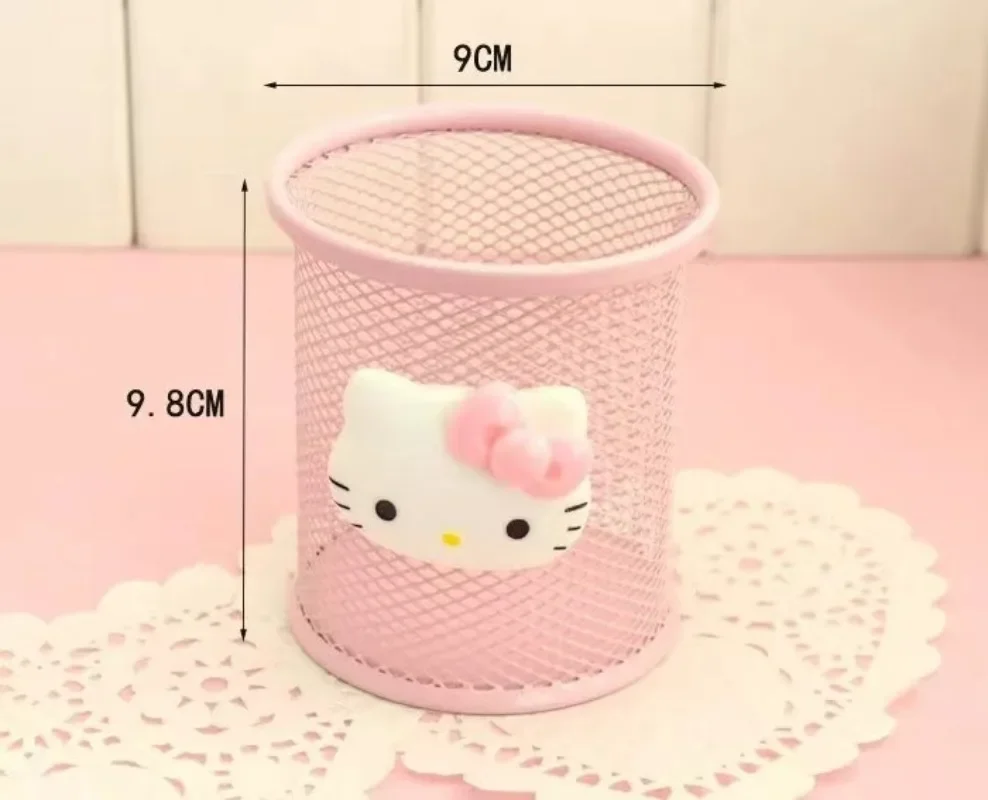 Hello Kitty Sanrio Animação Peripheral Pen Holder, Creative Kawaii Desktop Storage Box, Enfeites Periféricos Infantis, Atacado