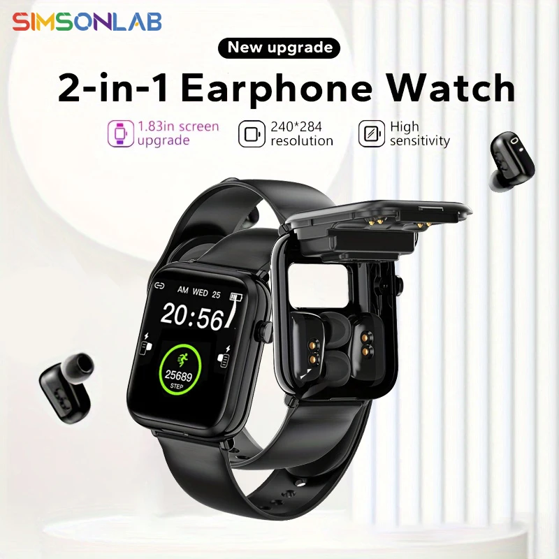 X8S Headset Smart Watch TWS 2 in 1 Men Women Wireless Bluetooth Earphone Music Health Monitor Sport Smartwatch