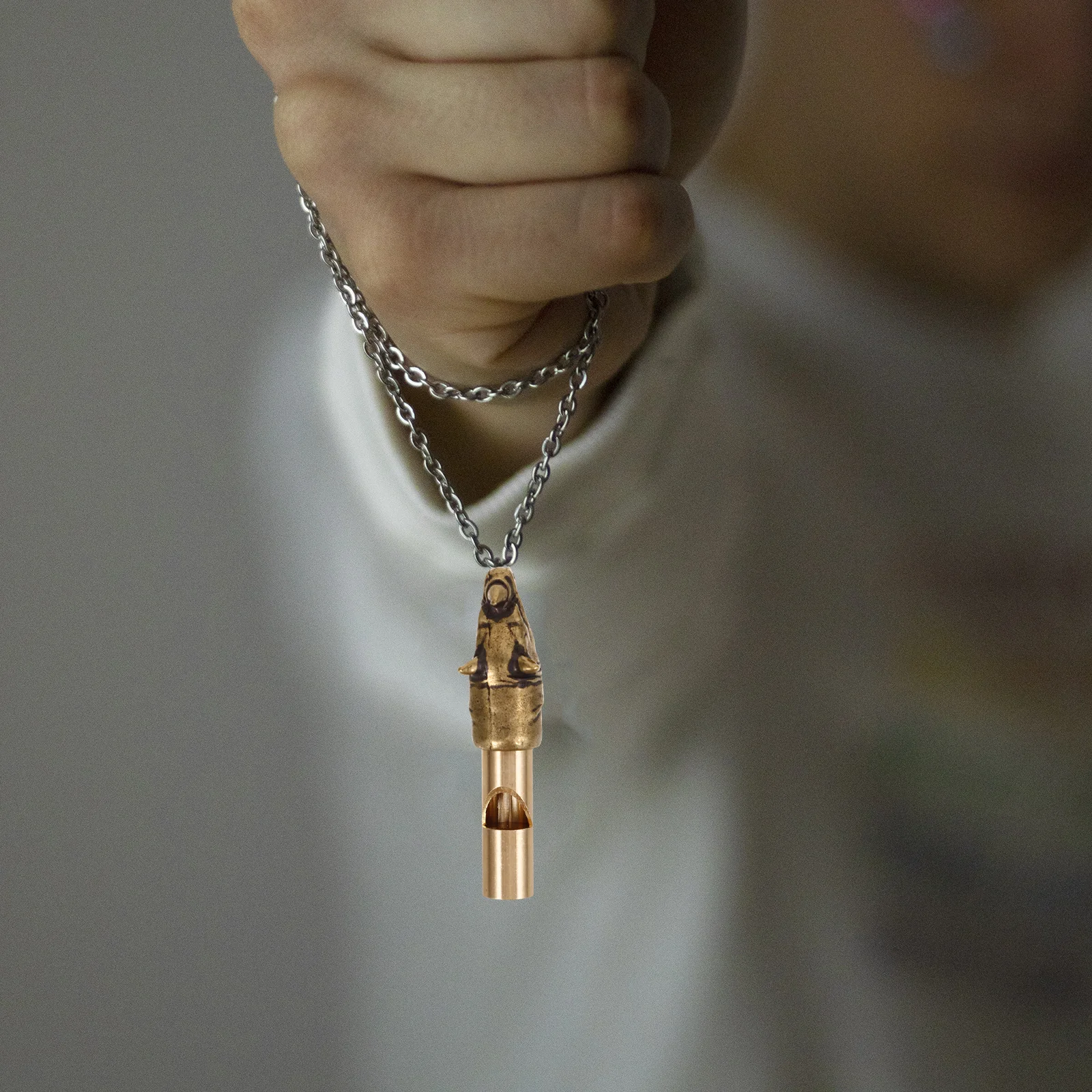 

Brass Whistle Keychain Portable Outdoor Emergency Hiking Camping Supply Loud Crisp Tones Decorative Pendant Whistle