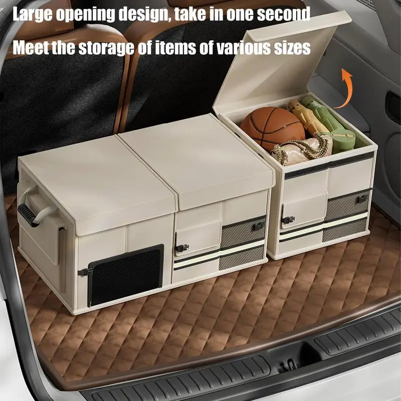 Car Trunk Organizer With Lid Oxford Cloth Storage Box With Large Capacity 60L Space-Saving Organizer Wear-Resistant Storage Box