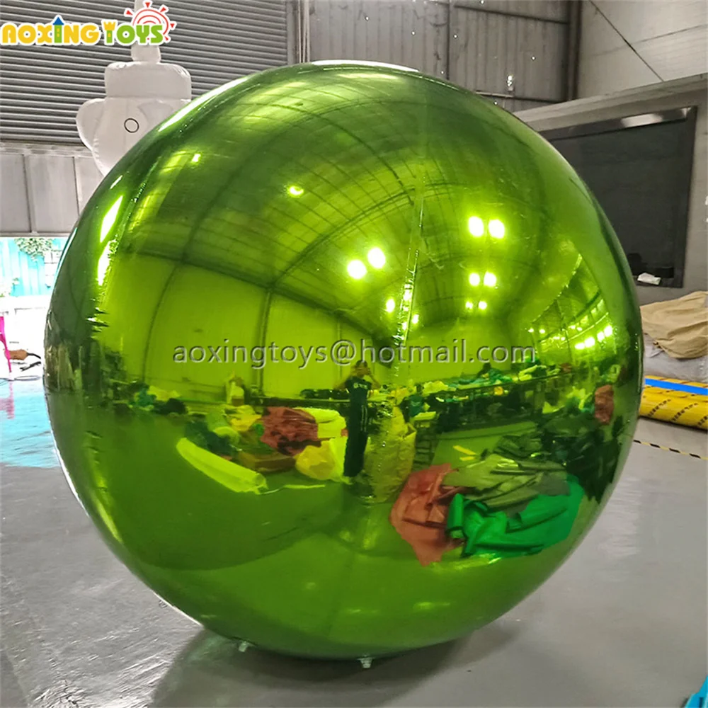 1M/2M/3M PVC Giant Green Inflatable Mirror Ball Hanging Balloon With Air Pump For Party Stage Advertising Decoration Events