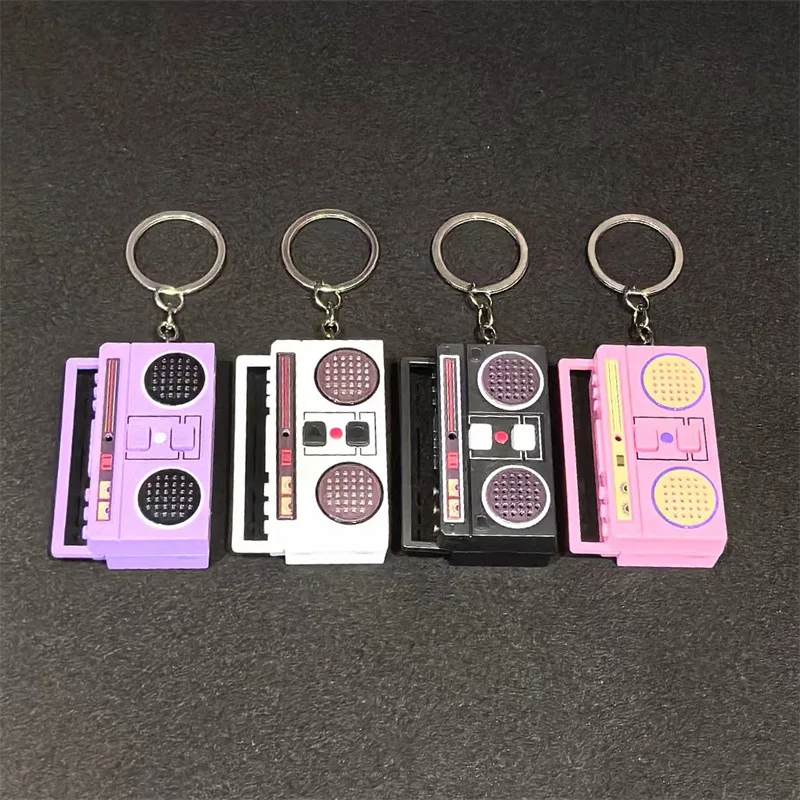 جديد ريترو شخصية راديو هدية للأزواج مفتاح سلسلة صغيرة تسجيل قلادة حلية حلقة رئيسية هدية بالجملة #4