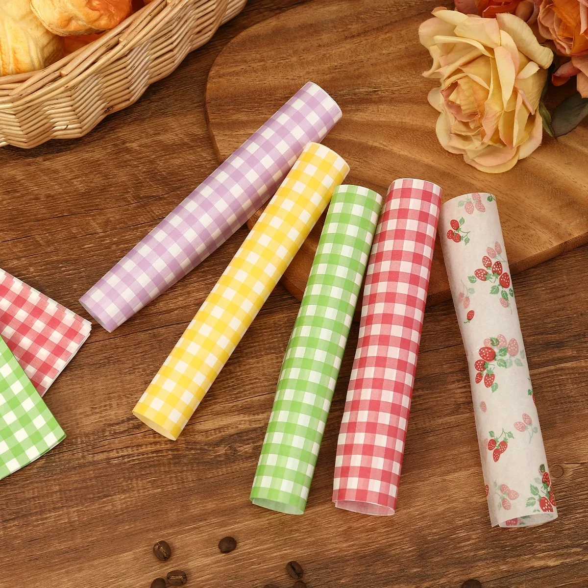 50Pcs Oilproof Wrapping Paper for Bread Sandwich Burger Fries, Food-grade Wax Paper Baking Tools Kitchen Gadgets For Party Gift view 3