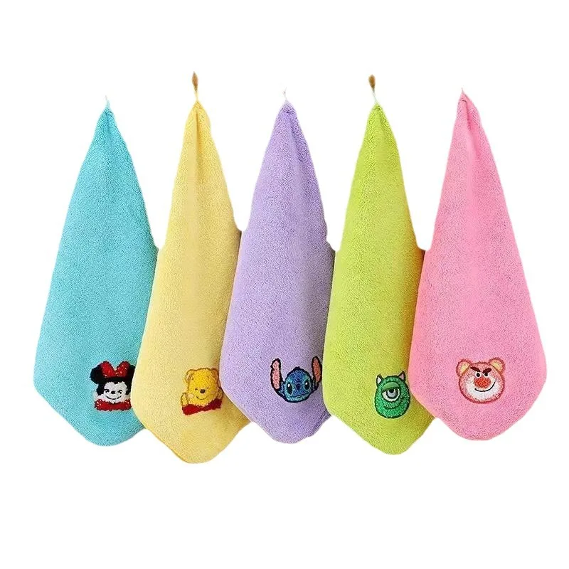 Miniso スクエアタオル タオル刺繍漫画コーラルベルベット子供用タオル吸水性ソフト速乾性フェイスワイプハンドタオル