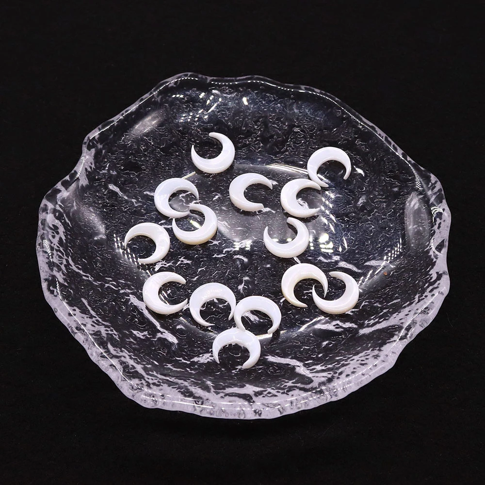 Natural Freshwater Shell Beads Moon Shape White Shell No Hole Loose Beads for Jewelry Making DIY Necklace Earring Accessories
