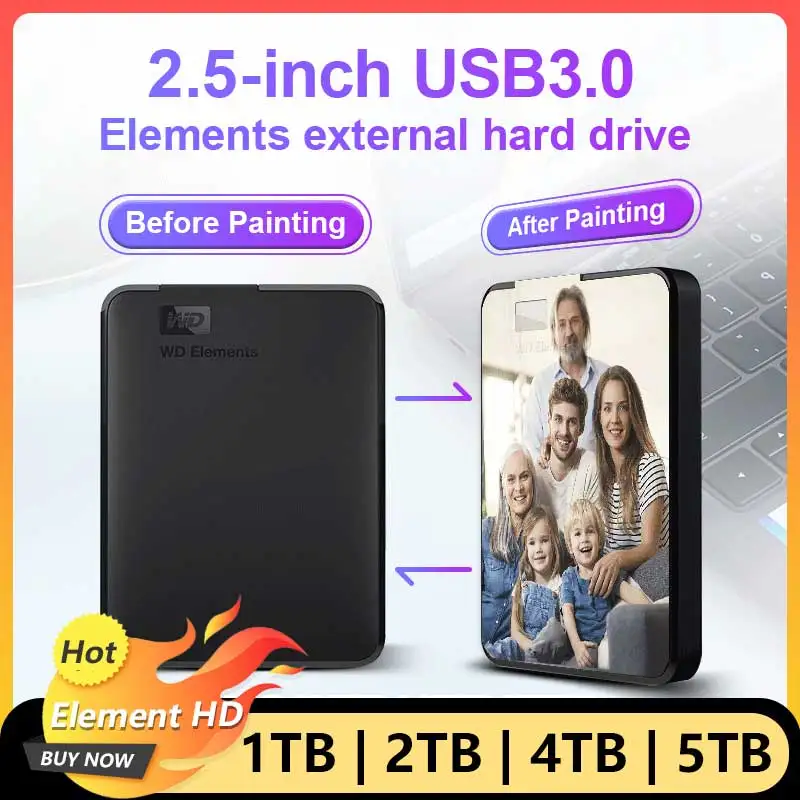 Elements Portable External Hard Drive HDD 1TB 2TB 4TB 5TB High Capacity SATA USB 3.0 Storage Device Original for Computer Laptop