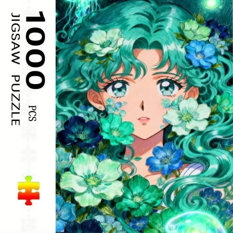 Jigsaw Puzzle 500/1000 Pieces Retro Anime Style Portrait Puzzles Adult Present Portable Box for Family Games Educational Toys