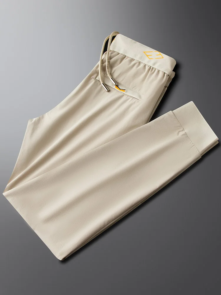 

Чистый цвет Emed Ice Silk мужские летние тонкие спортивные повседневные брюки Qui Dry модные брюки с манжетами для отдыха