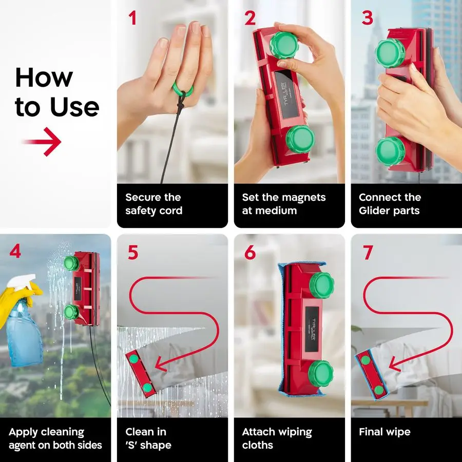 أداة تنظيف النوافذ المغناطيسية أداة تنظيف النوافذ الشراعية D4 تناسب Windows 0.11.6 مجموعة تنظيف النوافذ AllinOne السميكة المغناطيسية