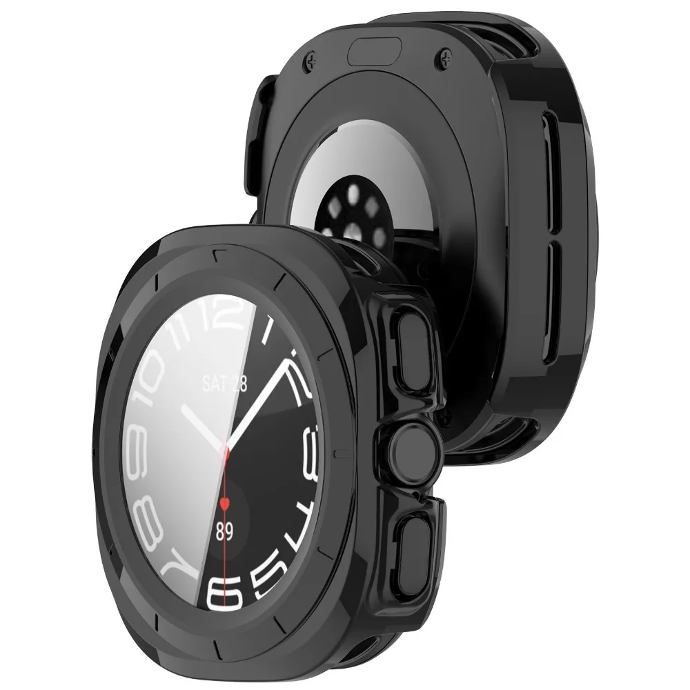 Funda de PC + vidrio templado para Samsung Galaxy watch Ultra 47mm, Protector de pantalla de cubierta completa, limpieza de parachoques de algodón