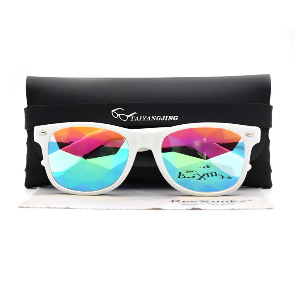 Luxury Square Party Sunglasses Women Men Fashion EDM Light Diffraction Futuristic Rave Festival Sun Glasses Psychedelic Prism