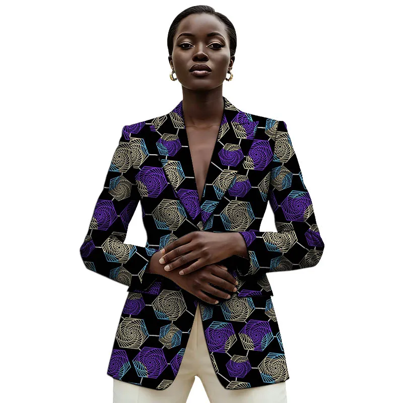 Women's Casual Suit Jackets African Couture Vintage Ankara Print Short Blazer Coats Lady's Printed Tops With Liner