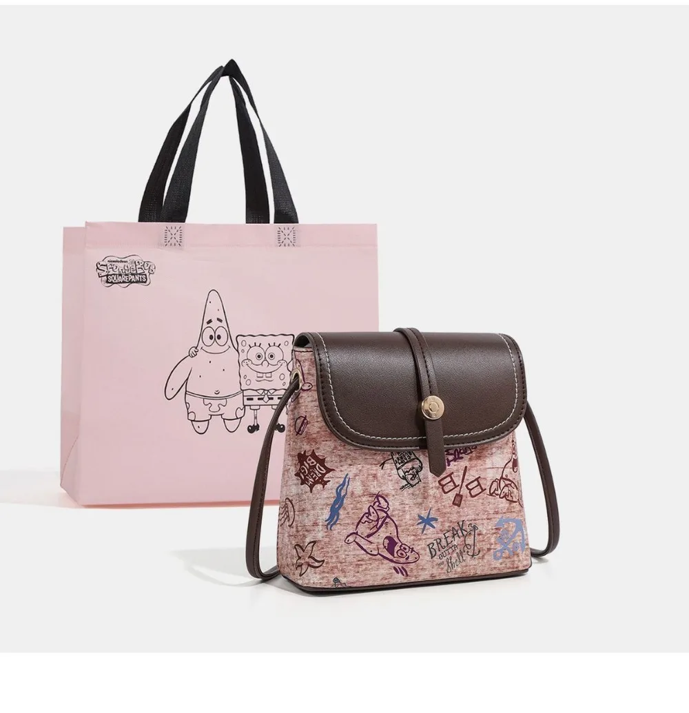 SpongeBob SquarePants Female Cute Commuter Anime Cartoon Cute Large Capacity Single Shoulder Crossbody Bag Girls Birthday Gifts