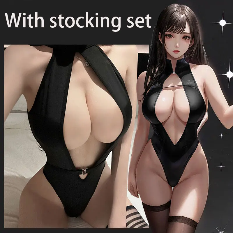 Uniform Set Erotic Cosplay Crotchless Corset Body Suit Curve Sexdoll Sexy Woman Costume Deep V Bra With Stockings Kit Maid Items