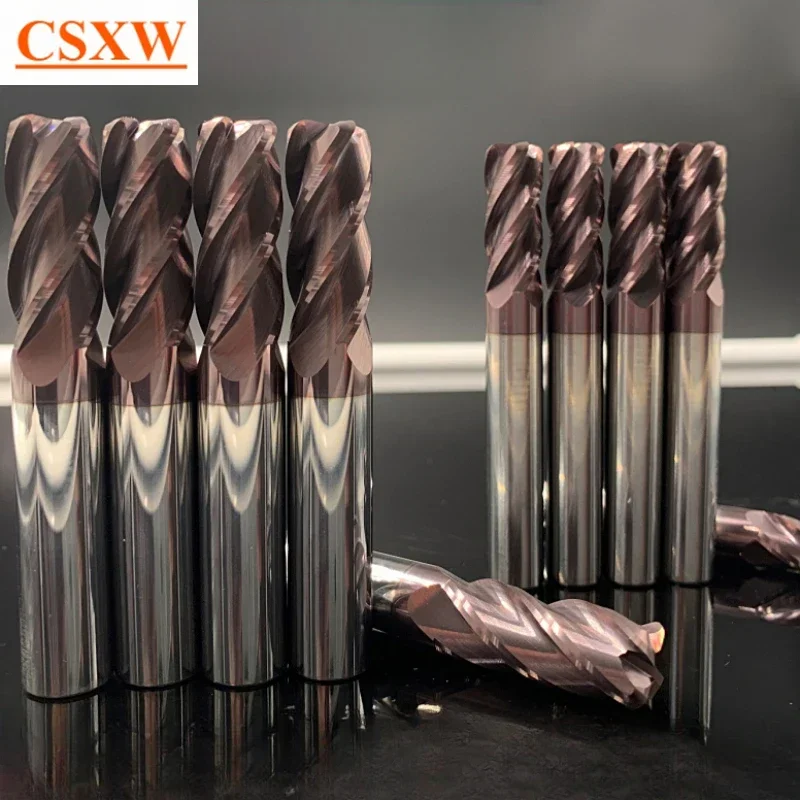 

Corner Radius End Mill HRC62 R Bullnose 4 Flutes R0.5 R1 CNC Tungsten Carbide Steel Cutter Surface Machining Metal Router Tool