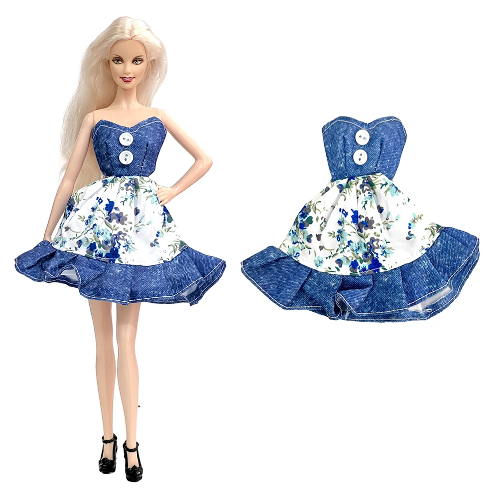 1 Pcs Party Blue Doll Dress Clothes  For Barbie Doll Toy  For 1/6 BJD Blythe Doll Accessories  Fashion Skirt Casual Wear