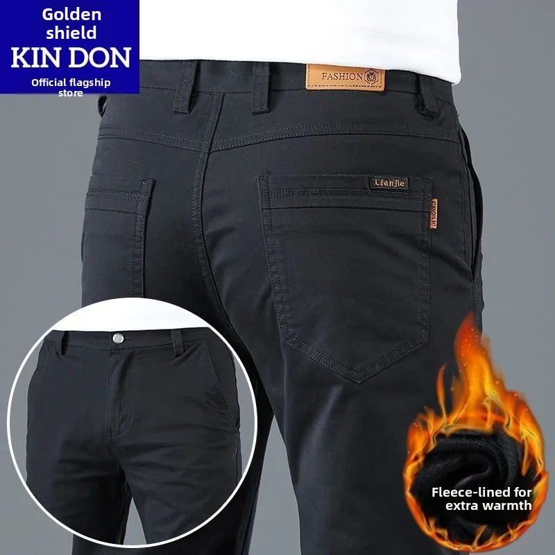 

Мужские утепленные брюки Golden Shield из вельвета, прямые, эластичные, облегающие, из чистого хлопка, зимние, теплые, высококачественные