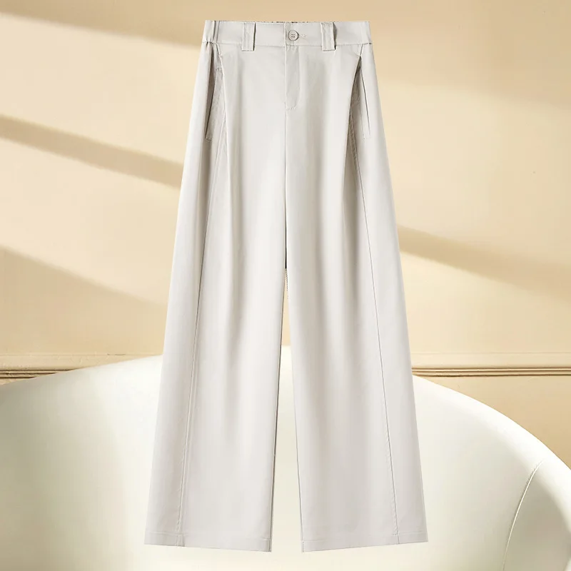 

Porcelain Green Nine-Point Accordion Pants for Women, Autumn Elastic Casual Suit Narrow Trousers