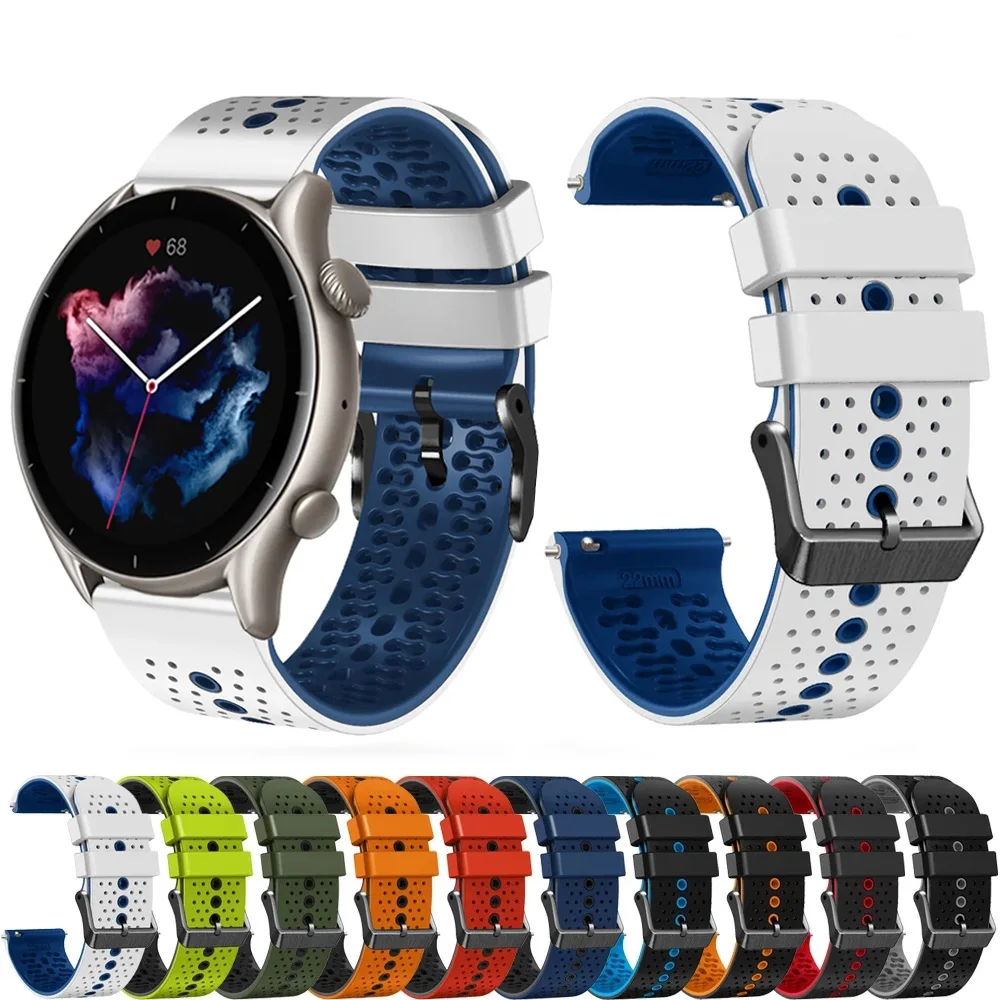 22mm Sports Silicone Watch Strap For Amazfit Balance Smartwatch Band For Amazfit GTR 4 3 Pro/GTR 2 2E/Bip 5 Bracelet Watchband