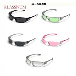 KLASSNUM 2024 New Sports Sunglasses Men Women Retro Punk Cycling Trendy Sun Glasses For Male Shades Outdoor Football Goggle Y2K