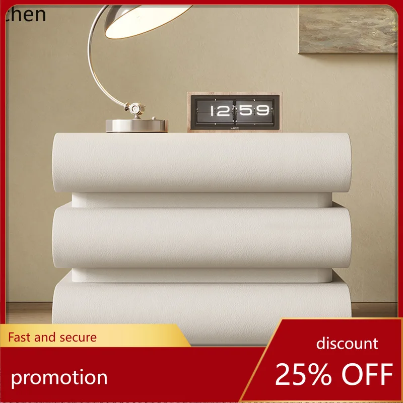 

Zml bedside table bedside table storage cabinet leather modern casual solid wood three chest of drawers