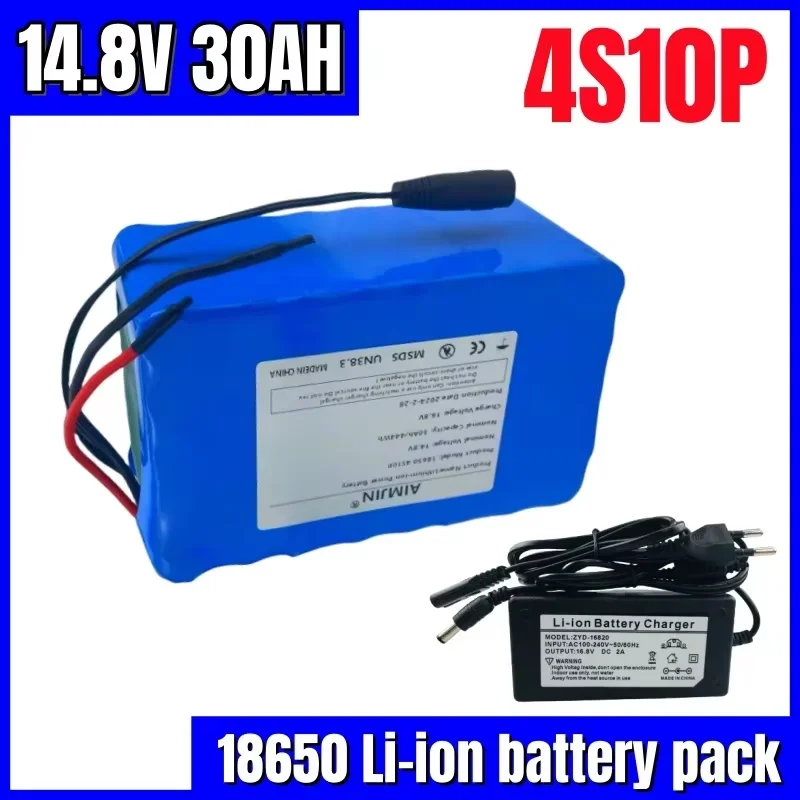 

14.8V Lithium Battery Pack 4S10P 16.8V 30Ah with BMS for Inverter Smart Robot High-power Equipment +charger