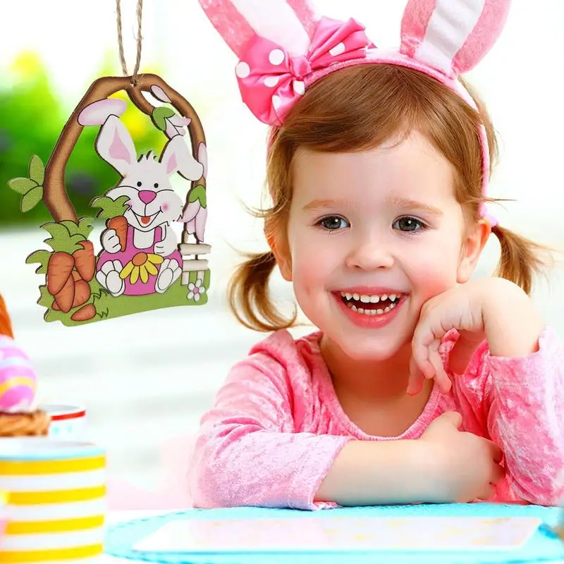 ไม้อีสเตอร์ไข่ Happy Easter ของตกแต่งงานปาร์ตี้สำหรับ Home สีสัน Bunny ไข่แขวนเครื่องประดับ DIY Craft เด็กของขวัญของเล่น