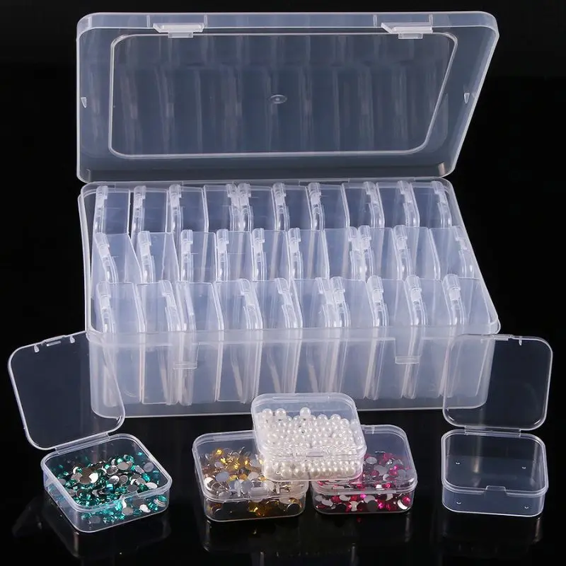 12/15/20/30 Grids DIY Beads Diamond Paint Crafts Transparent Plastic Storage Box, Art Embroidery Jewelry Accessories Box