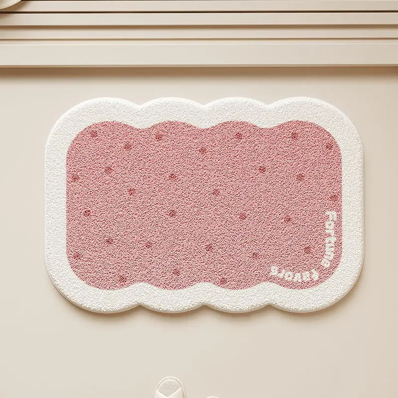Sweet Faux Cashmere Absorbent Bathroom Floor Mat Quick Drying Anti Slip Foot Mat for Home Soft Balcony Doormat for All Seasons